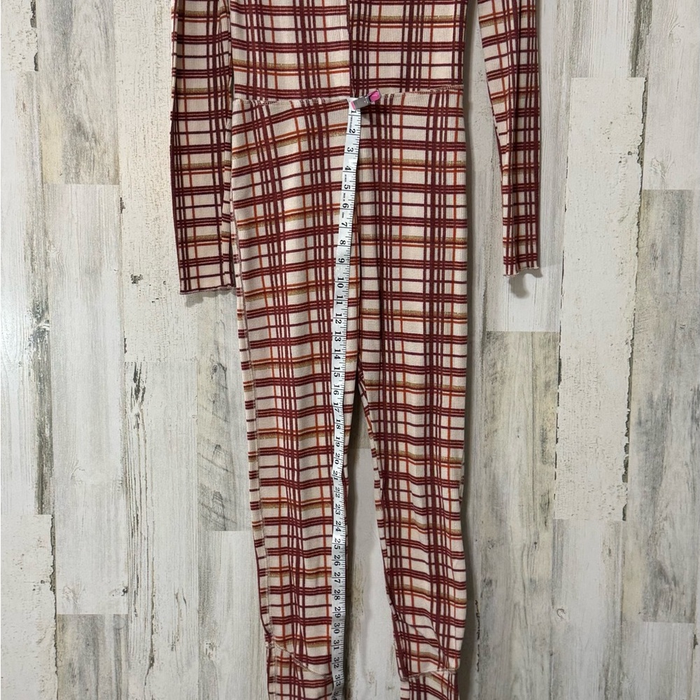 Free People Checkered V-Neck Onesie Lightweight Pajamas - Picture 3 of 12